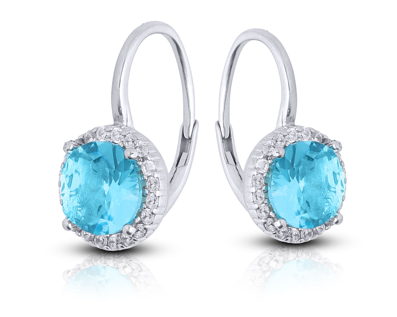 Kolczyki srebrne z dużym niebieskim kamieniem