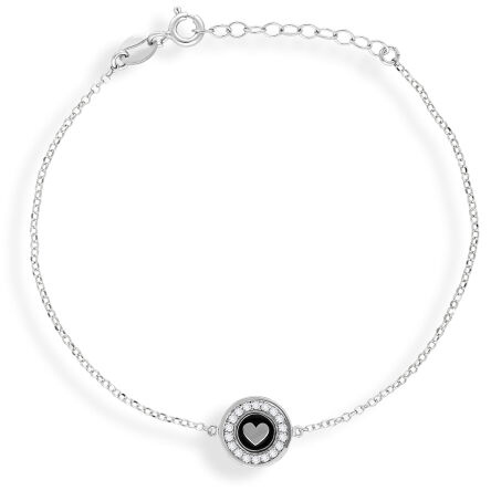 Bransoletka srebrna z sercem w okrągłej zawieszce