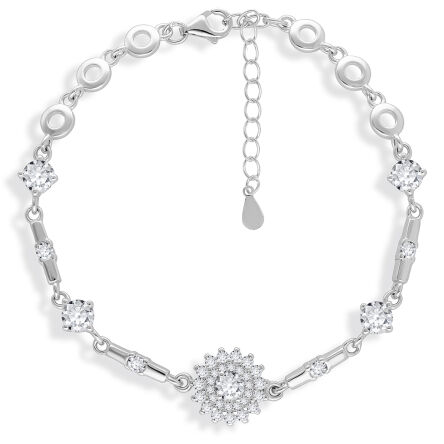 Srebrna damska bransoletka o eleganckim wzorze