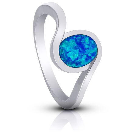 Pierścionek srebrny 925 z niebieskim opalem