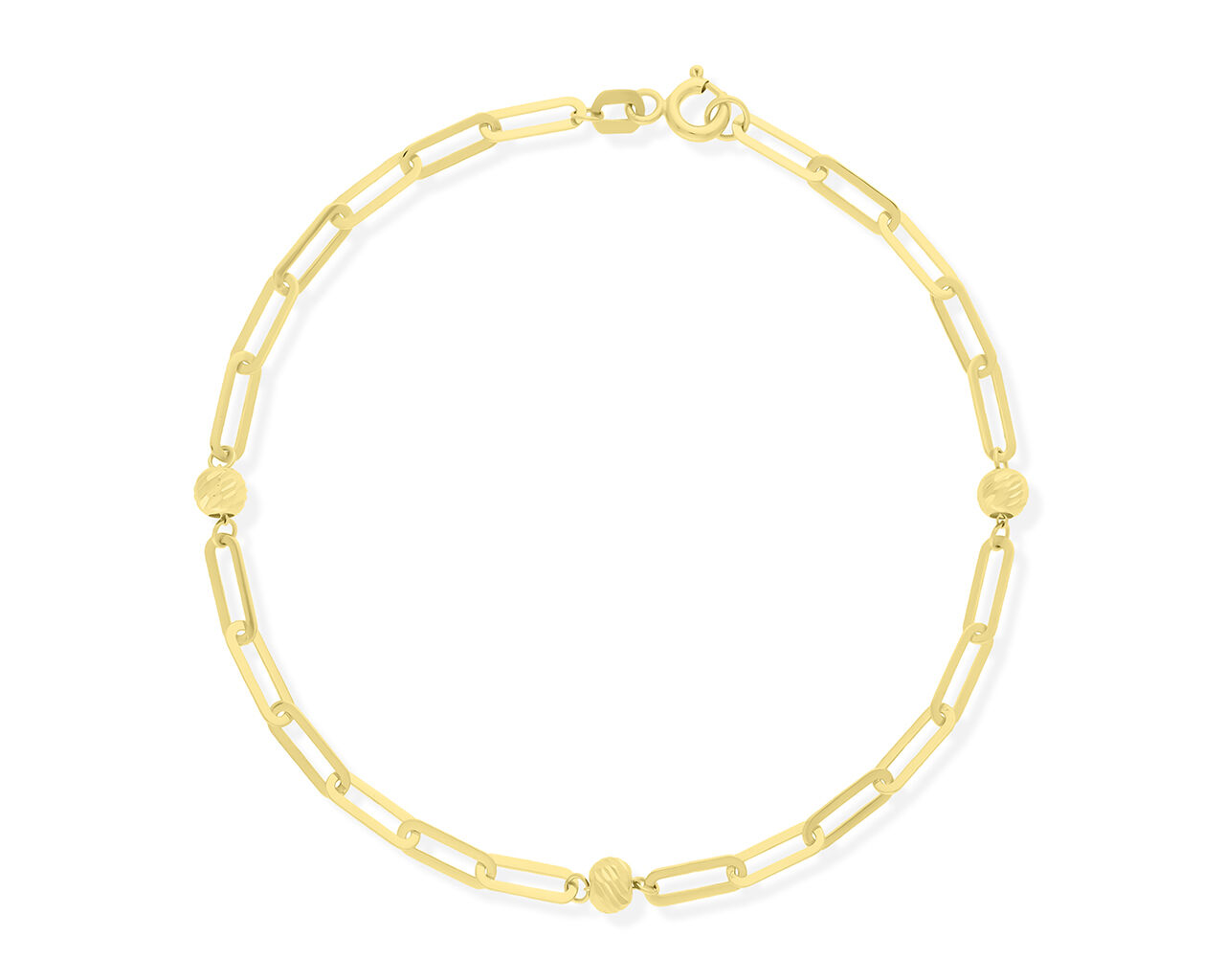 Bransoletka złota 585 diamentowane kulki