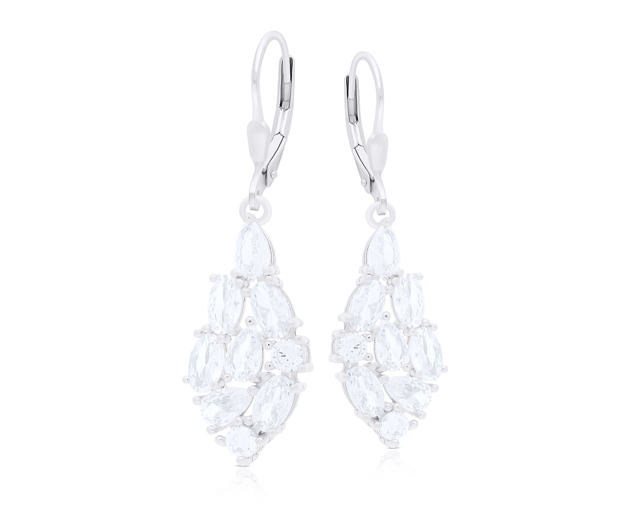 Kolczyki srebrne wiszące eleganckie z cyrkoniami