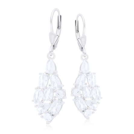 Kolczyki srebrne wiszące eleganckie z cyrkoniami