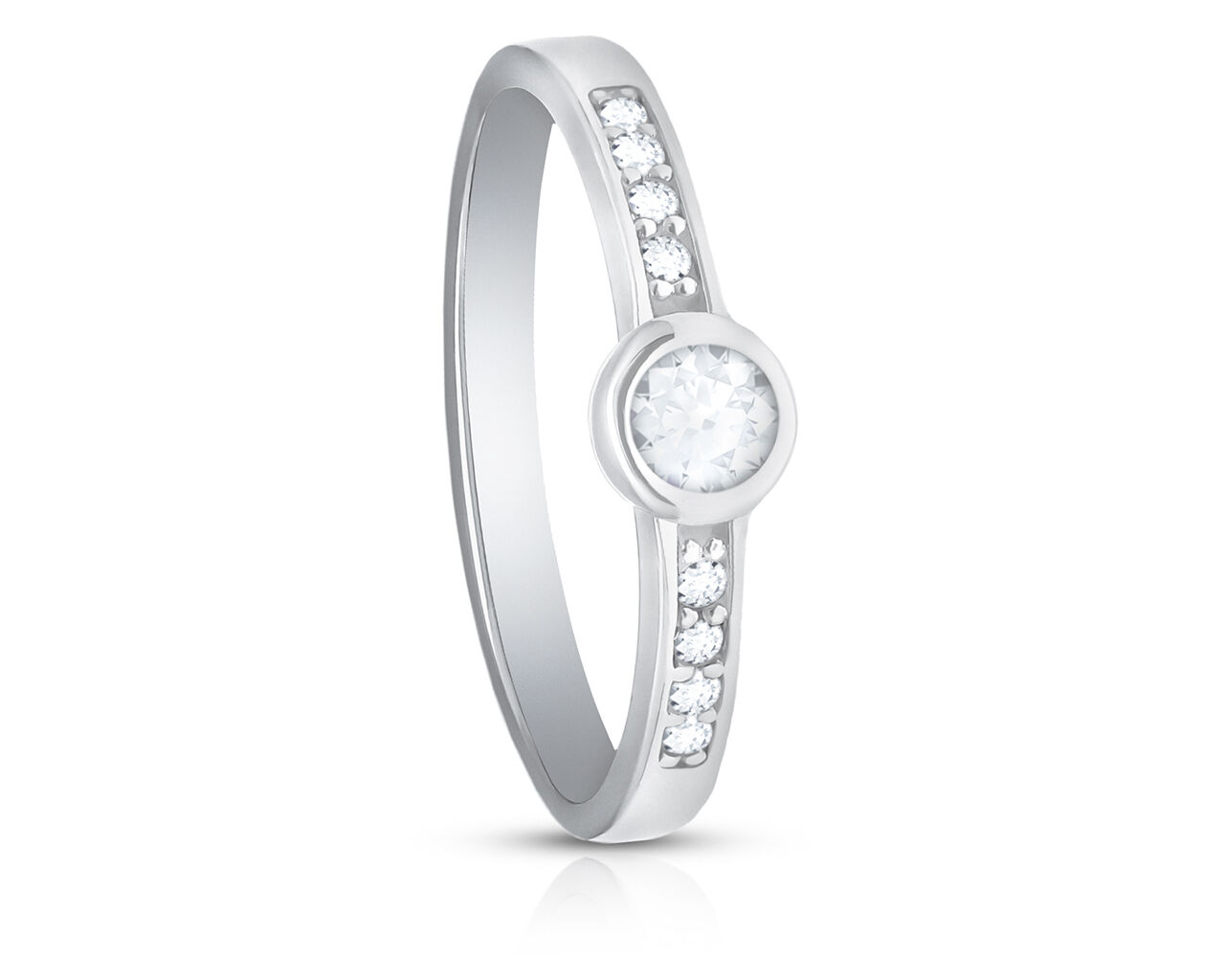 Pierścionek srebrny subtelny z kamieniami