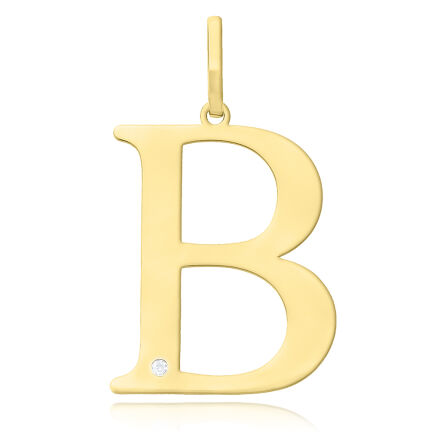 Złota literka B z brylantem duża pr.585