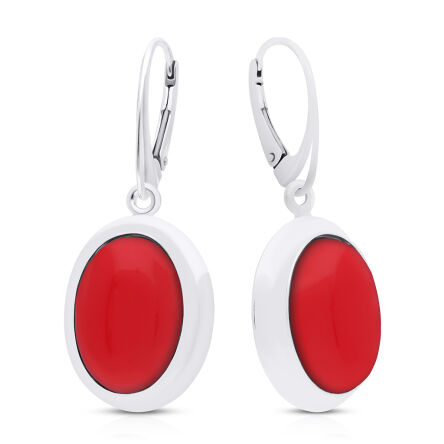 Kolczyki srebrne wiszące z koralem pr.925