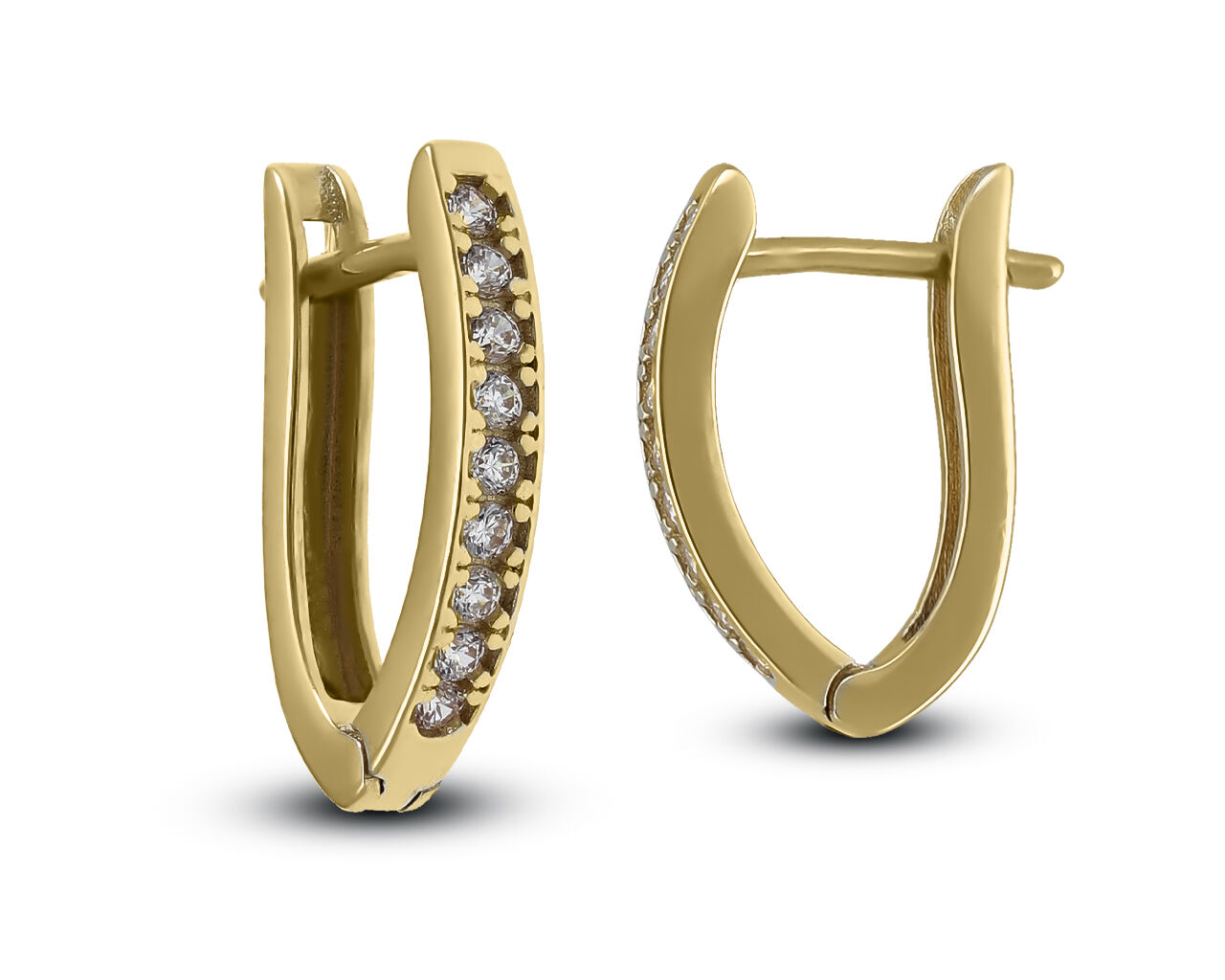 Kolczyki złote wiszące z cyrkoniami 