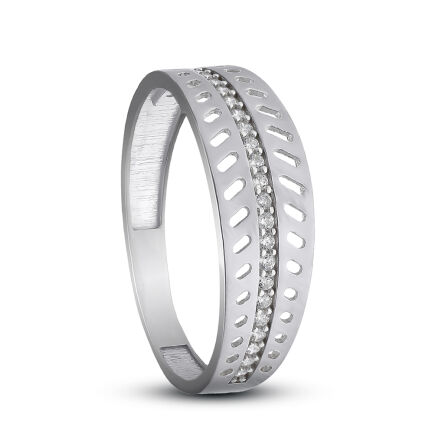 Pierścionek srebrny z paskiem cyrkonii