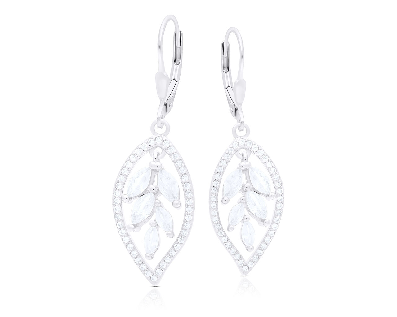 Kolczyki srebrne wiszące smukłe z cyrkoniami
