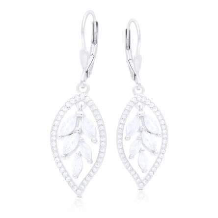 Kolczyki srebrne wiszące smukłe z cyrkoniami