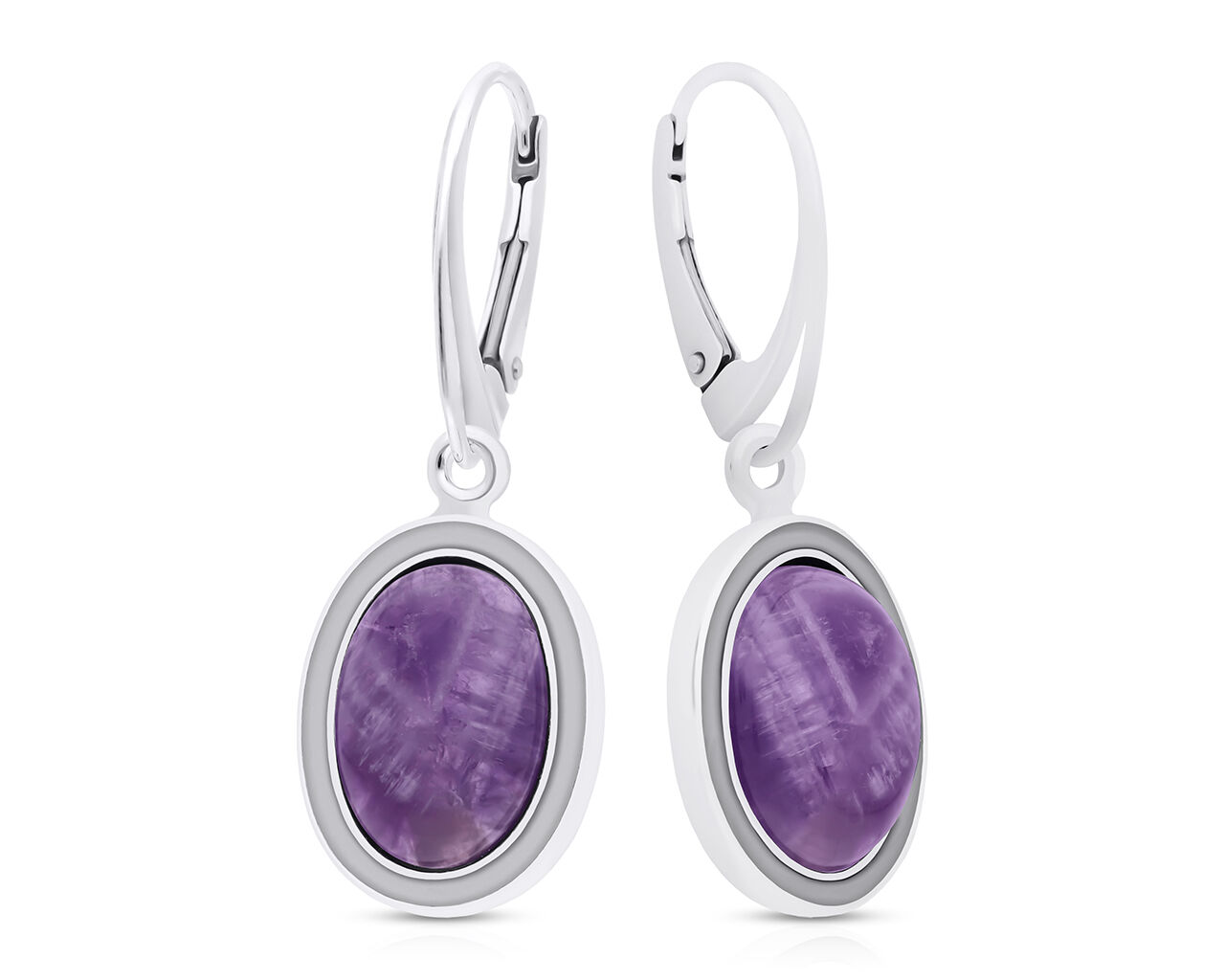 Kolczyki srebrne wiszące naturalny Ametyst