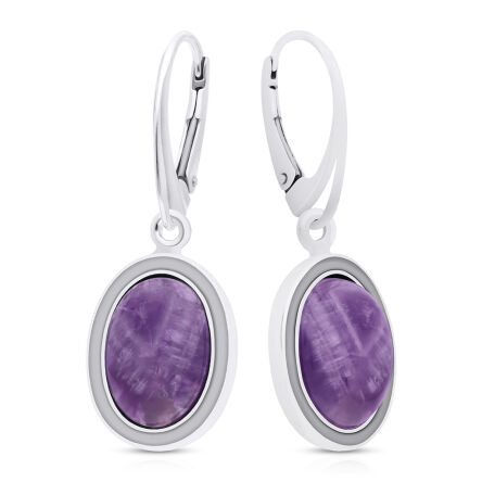 Kolczyki srebrne wiszące naturalny Ametyst
