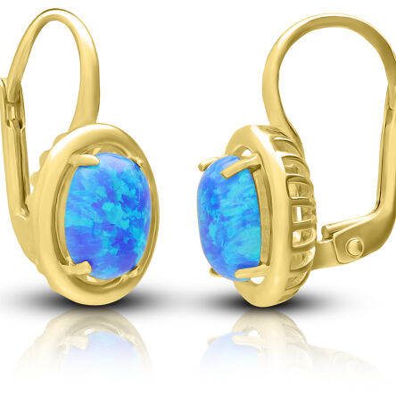 Złote kolczyki z niebieskim opalem pr.585
