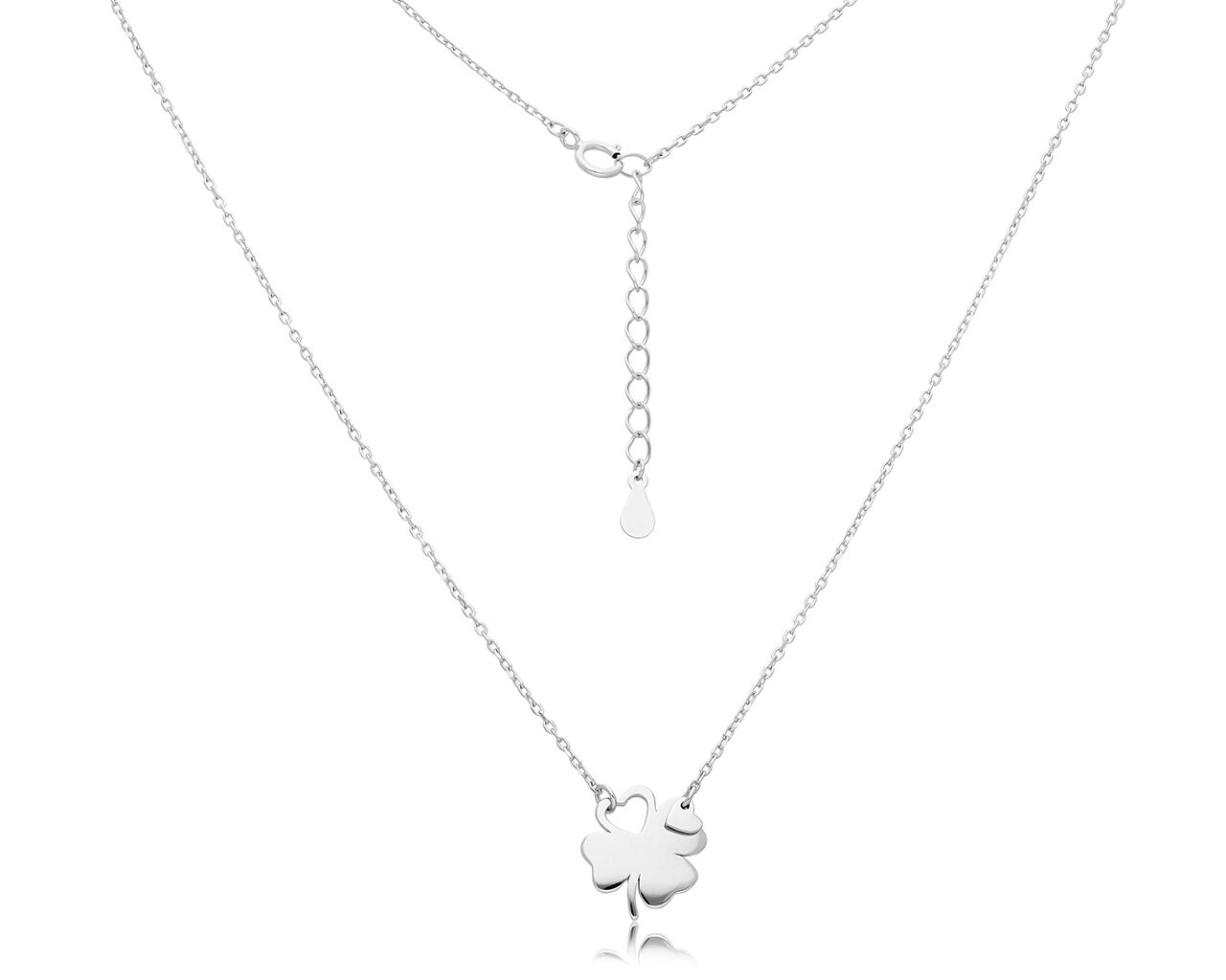 Srebrny naszyjnik damski z gładką koniczynką