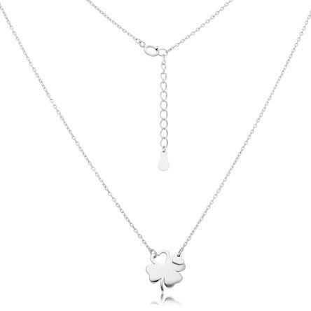 Srebrny naszyjnik damski z gładką koniczynką