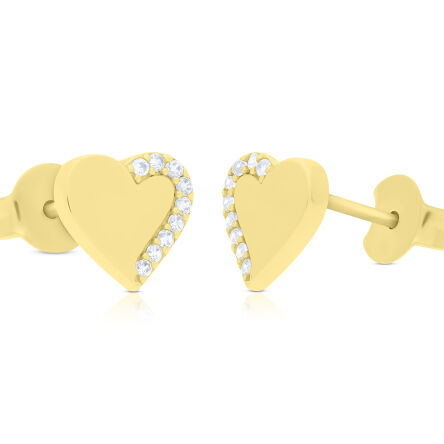 Kolczyki złote 585 serca cyrkonie na sztyfcie