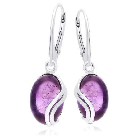 Kolczyki srebrne z naturalnym Ametystem wiszące