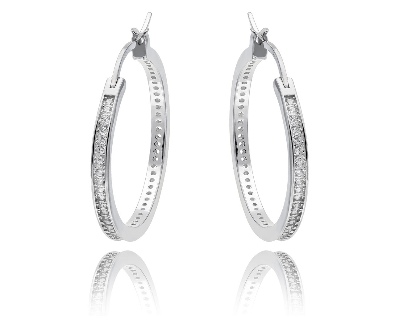 Kolczyki kółka srebrne z cyrkoniami śr.3 cm