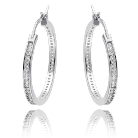 Kolczyki kółka srebrne z cyrkoniami śr.3 cm