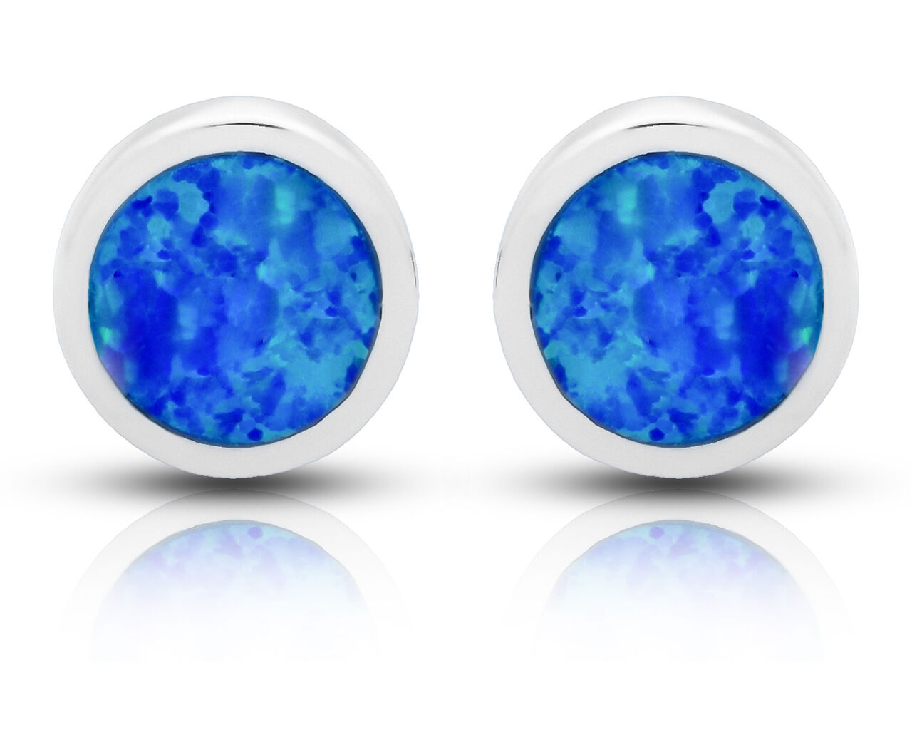 Kolczyki srebrne z opalem niebieskim sztyfty 925