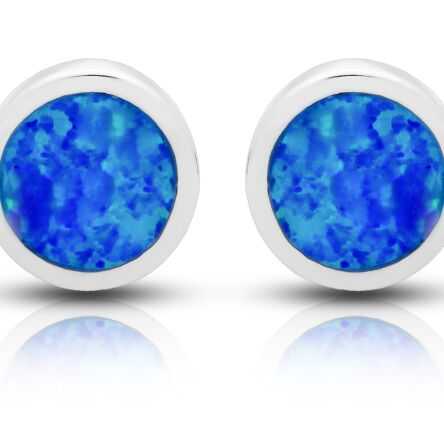 Kolczyki srebrne z opalem niebieskim sztyfty 925