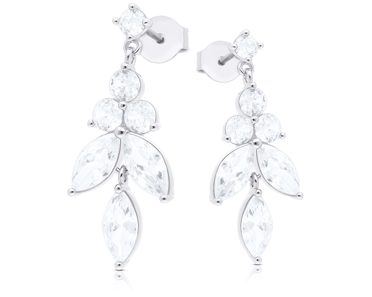 Kolczyki srebrne sztyfty wiszące z cyrkoniami