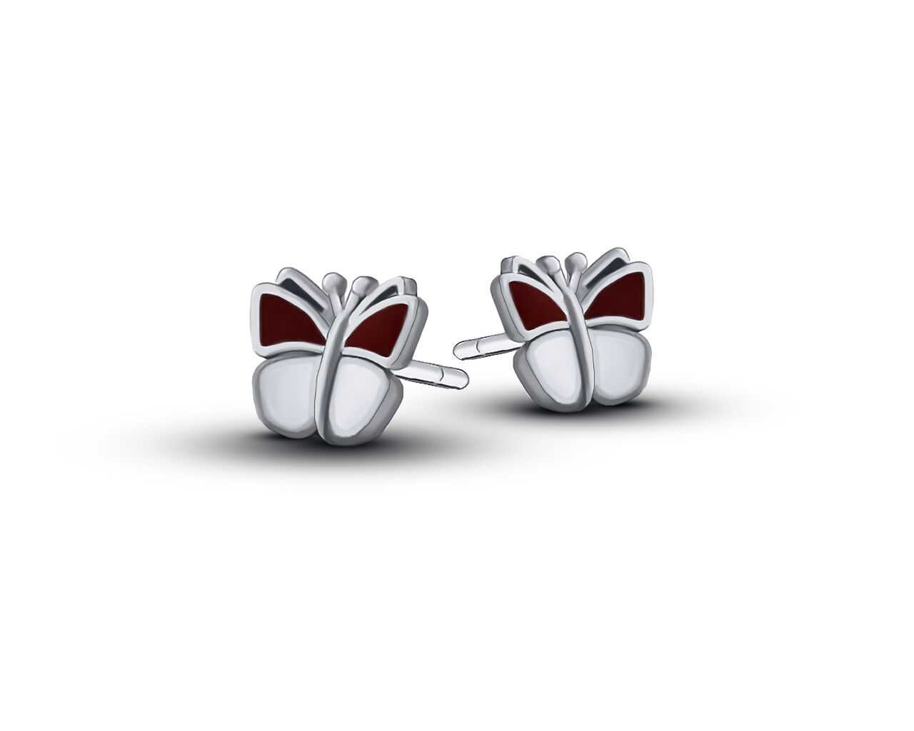 Kolczyki dziecięce motylki czerwono białe