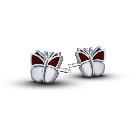 Kolczyki dziecięce motylki czerwono białe