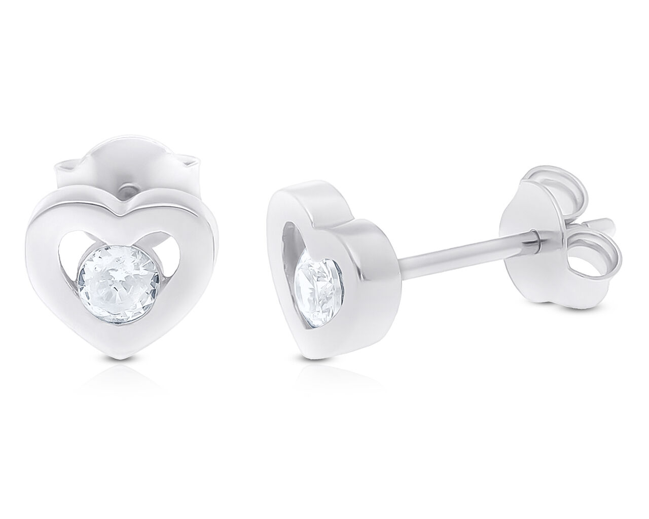 Kolczyki srebrne serduszka na sztyfcie