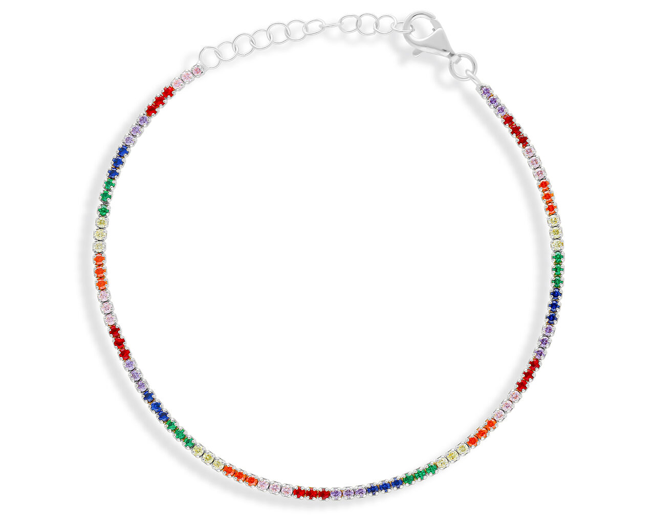 Bransoletka srebrna damska kolorowe cyrkonie