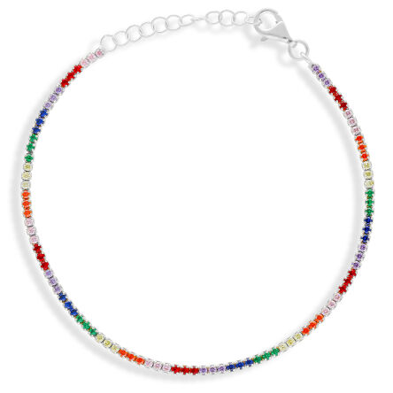 Bransoletka srebrna damska kolorowe cyrkonie