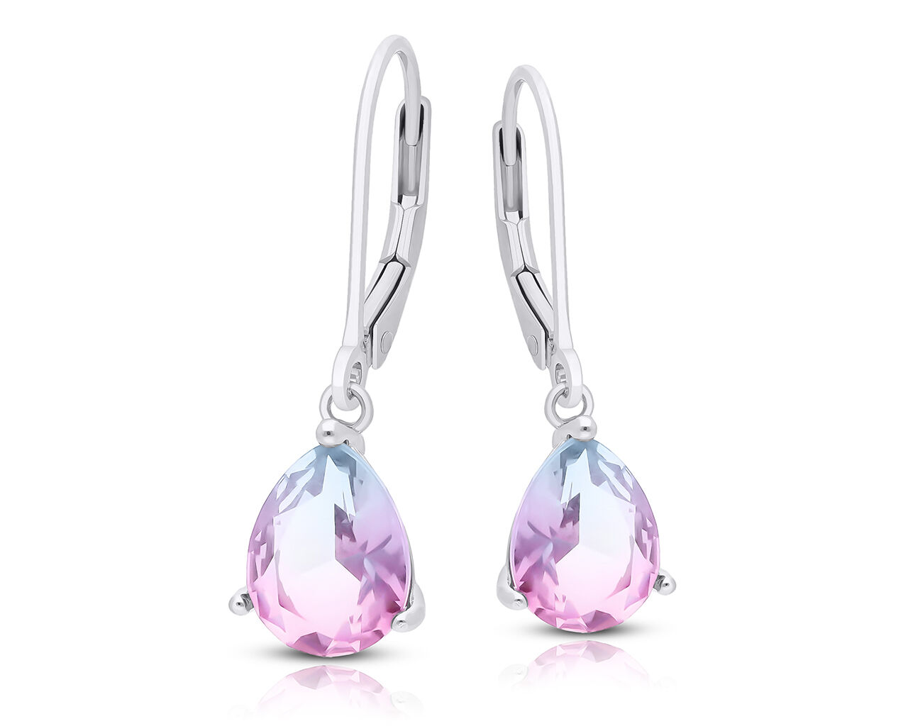 Kolczyki srebrne wiszące niebiesko-różowy turmalin