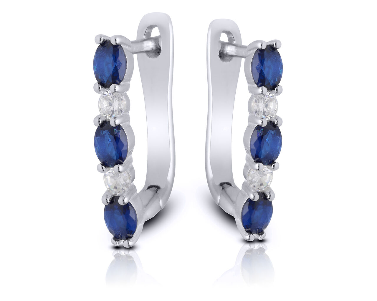 Srebrne kolczyki ciemnoniebieskie cyrkonie