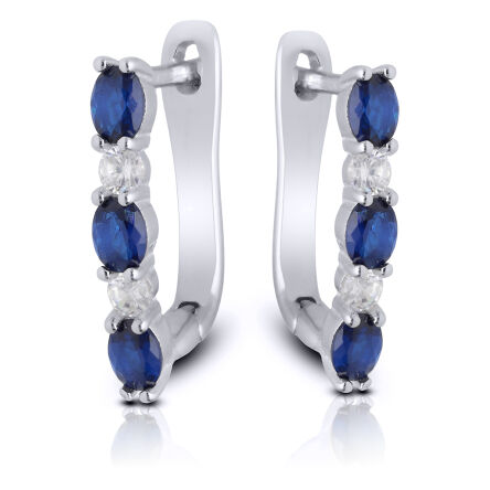 Srebrne kolczyki ciemnoniebieskie cyrkonie