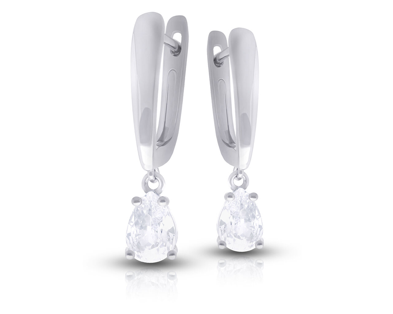 Kolczyki srebrne angielskie wisząca cyrkonia