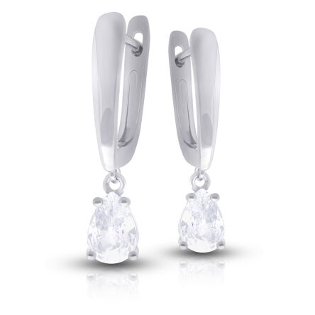 Kolczyki srebrne angielskie wisząca cyrkonia
