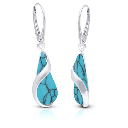 Kolczyki srebrne wiszące z turkusem