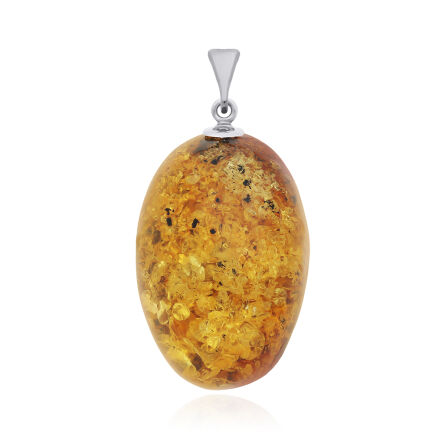 Zawieszka srebrna z naturalnym bursztynem pr.925