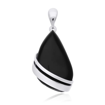 Zawieszka srebrna 925 z czarnym onyksem łezka
