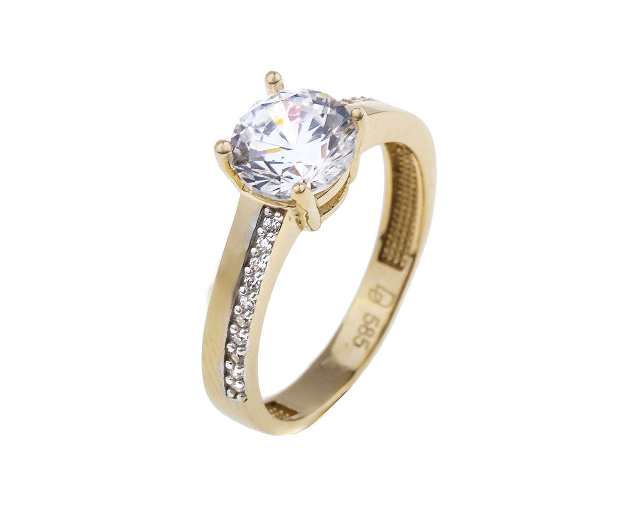 Pierścionek złoty z cyrkoniami