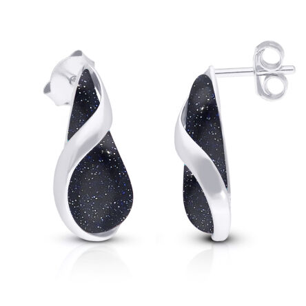 Kolczyki srebrne z Nocą Kairu na sztyfcie