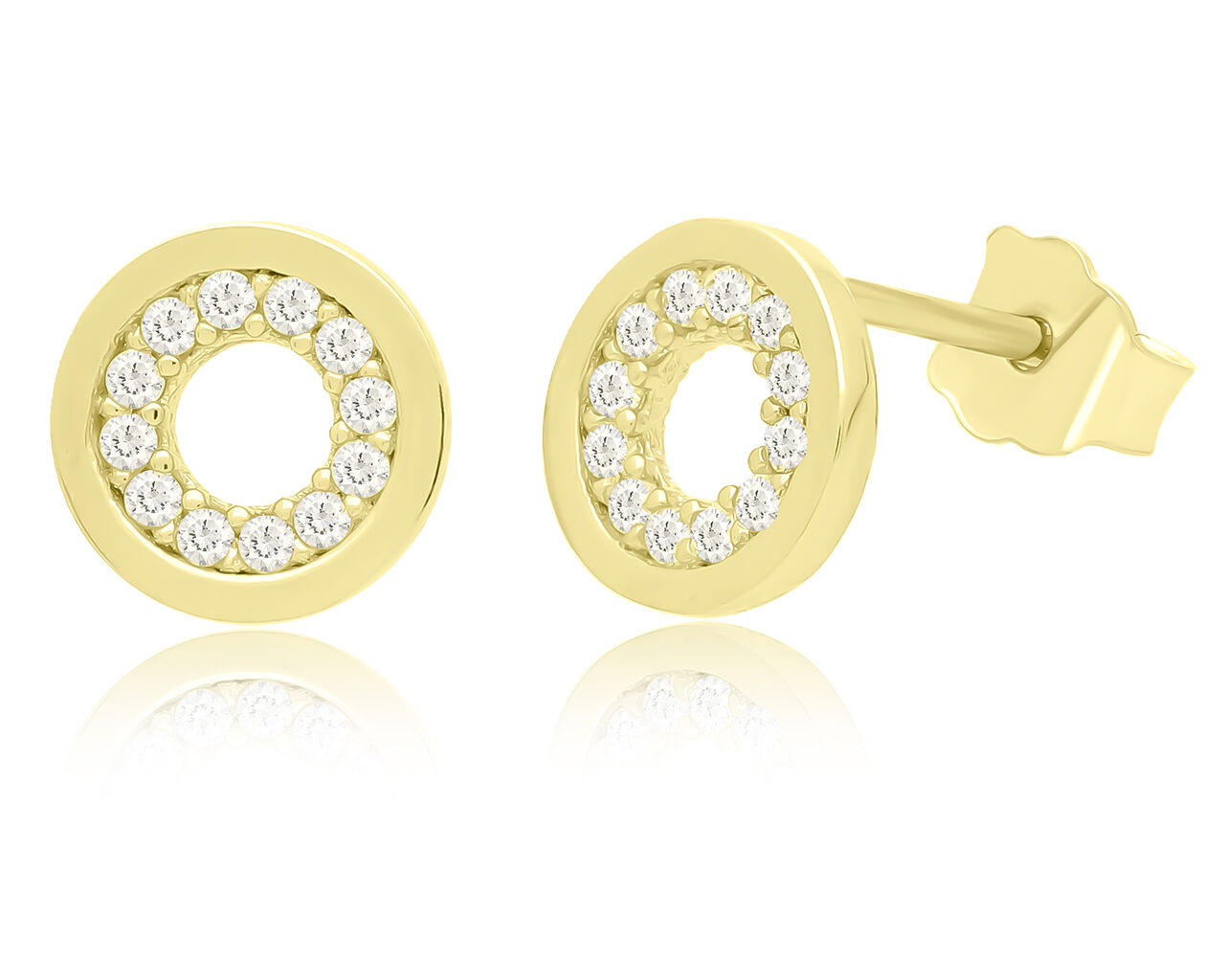 Złote kolczyki okrągłe sztyfty cyrkonie pr.585