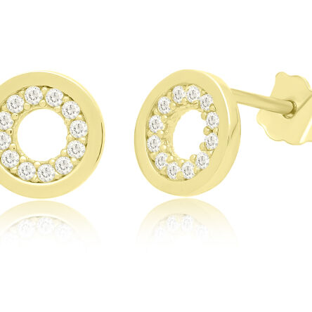Złote kolczyki okrągłe sztyfty cyrkonie pr.585