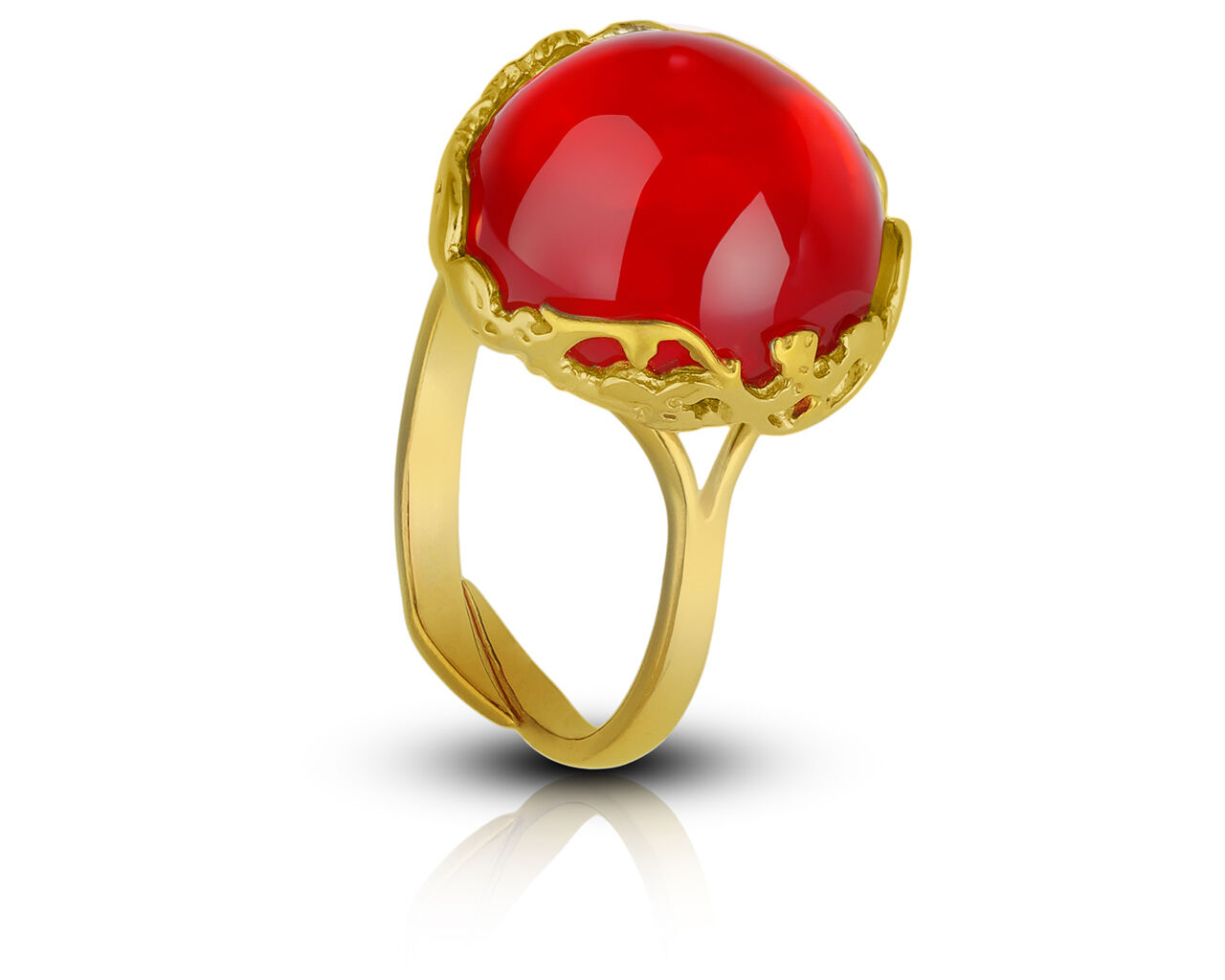 Pierścionek srebrny pozłacany z bursztynem