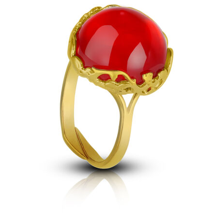 Pierścionek srebrny pozłacany z bursztynem