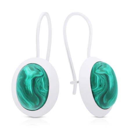 Kolczyki srebrne z malachitem wiszące pr.925