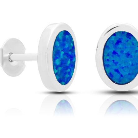 Kolczyki srebrne z opalem niebieskim pr.925