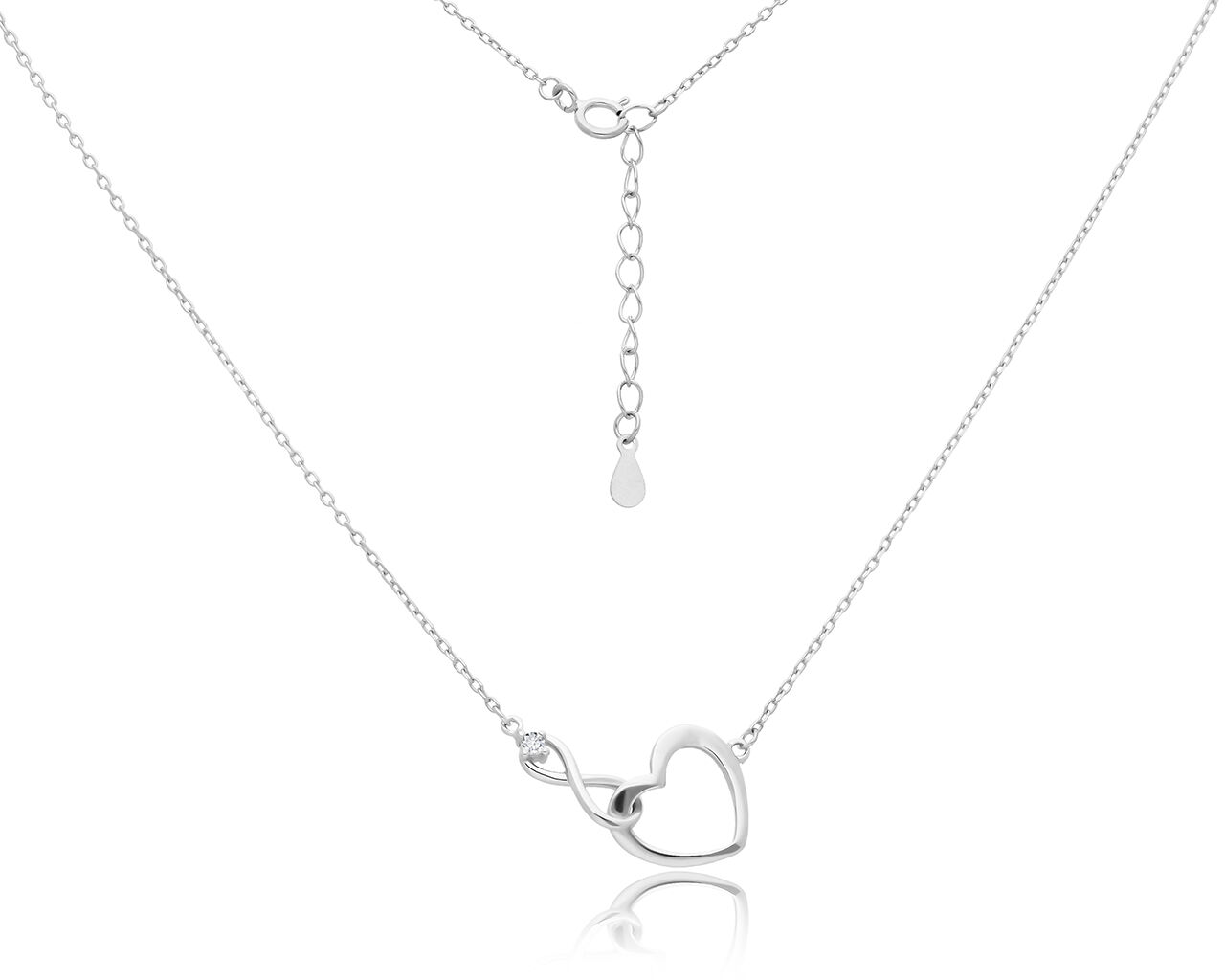 Naszyjnik srebrny z serduszkiem i infiniti