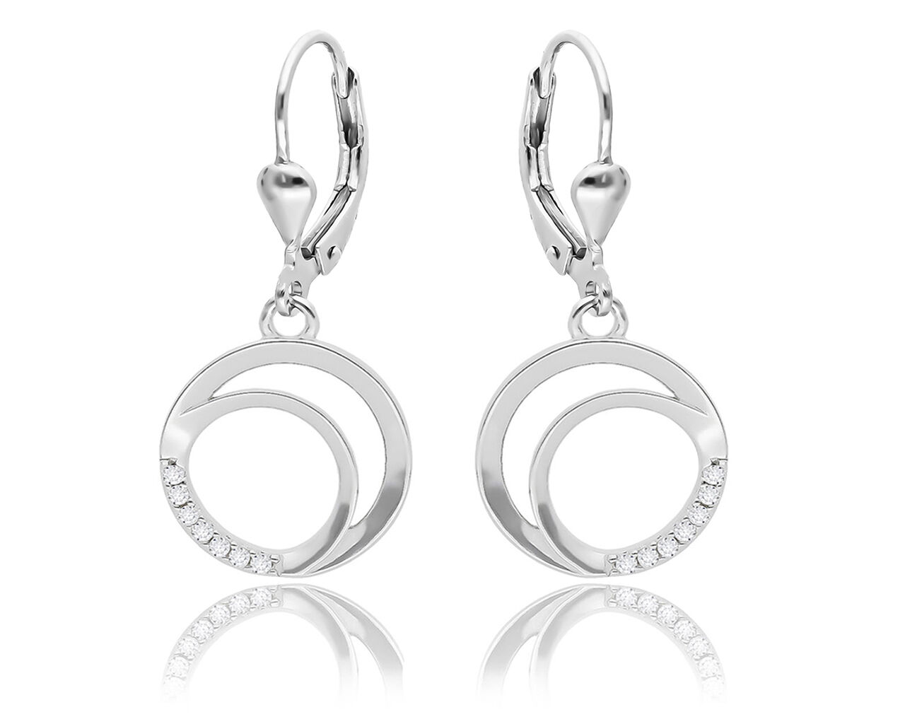 Kolczyki srebrne wiszące okrągłe z cyrkoniami