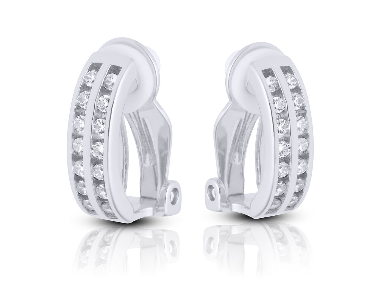 Srebrne klipsy z cyrkoniami
